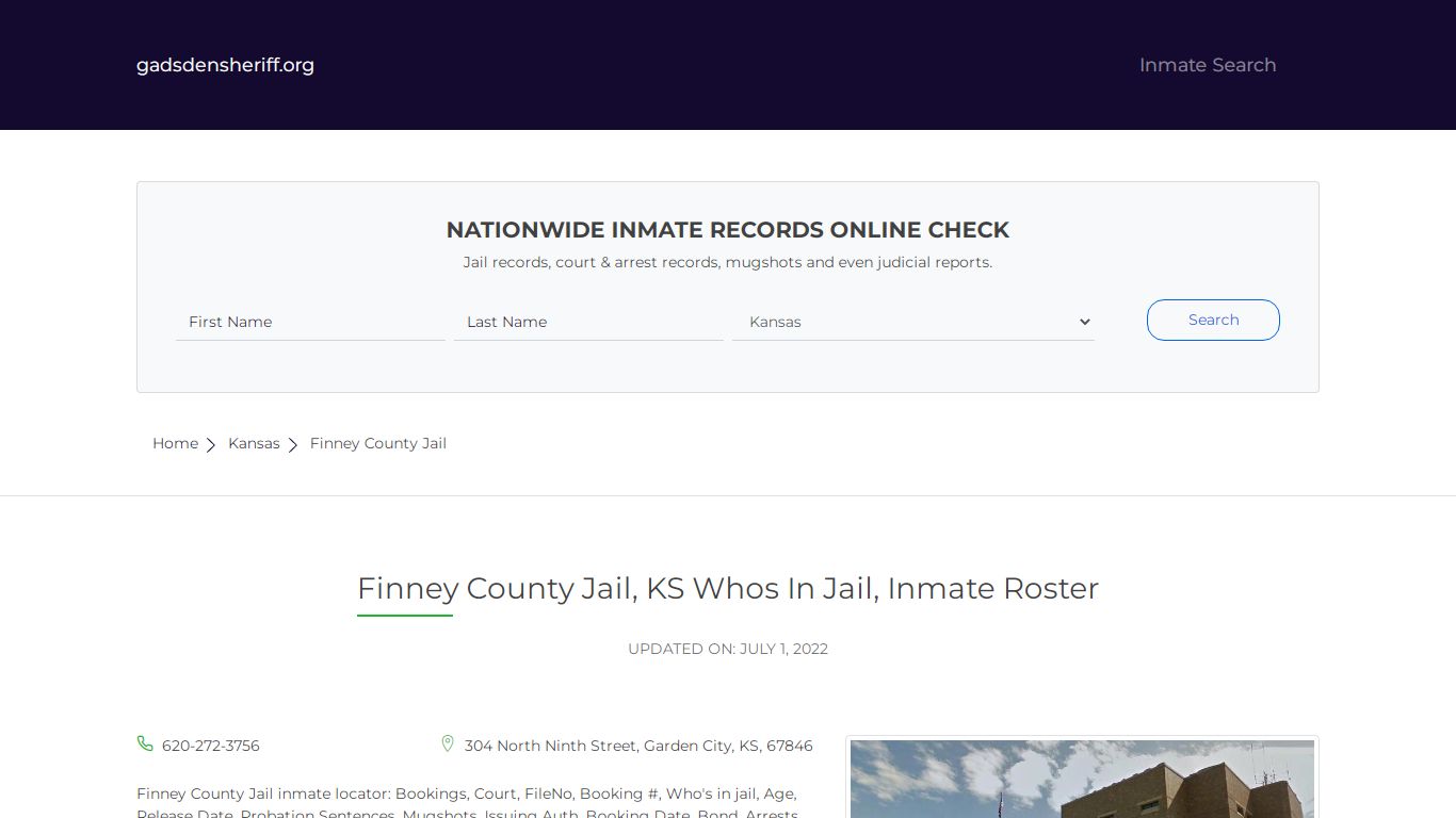 Finney County Jail, KS Inmate Roster, Whos In Jail